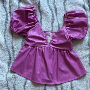 Buddy Love Vibrant Pink Faux Leather Top Sz S
